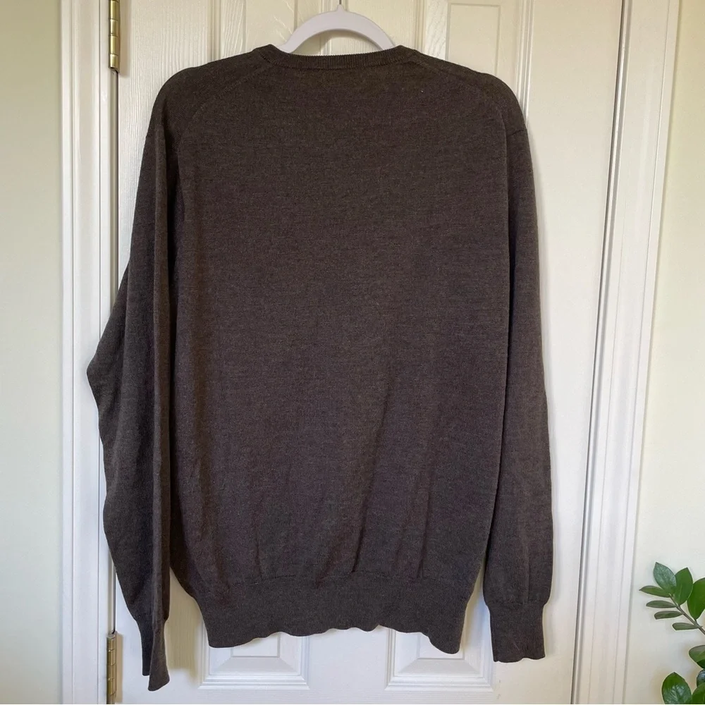 Peter Millar Brown vneck merino wool silk blend crown soft sweater XL